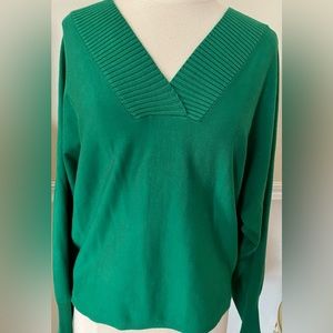 green vneck sweater
